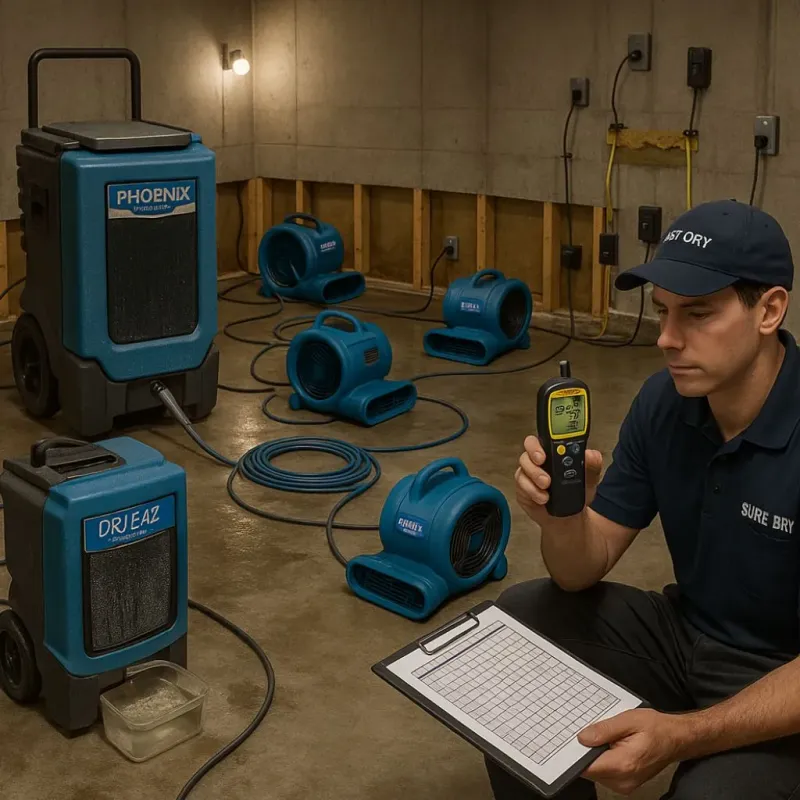 Structural Drying and Dehumidification process in Henderson, TN